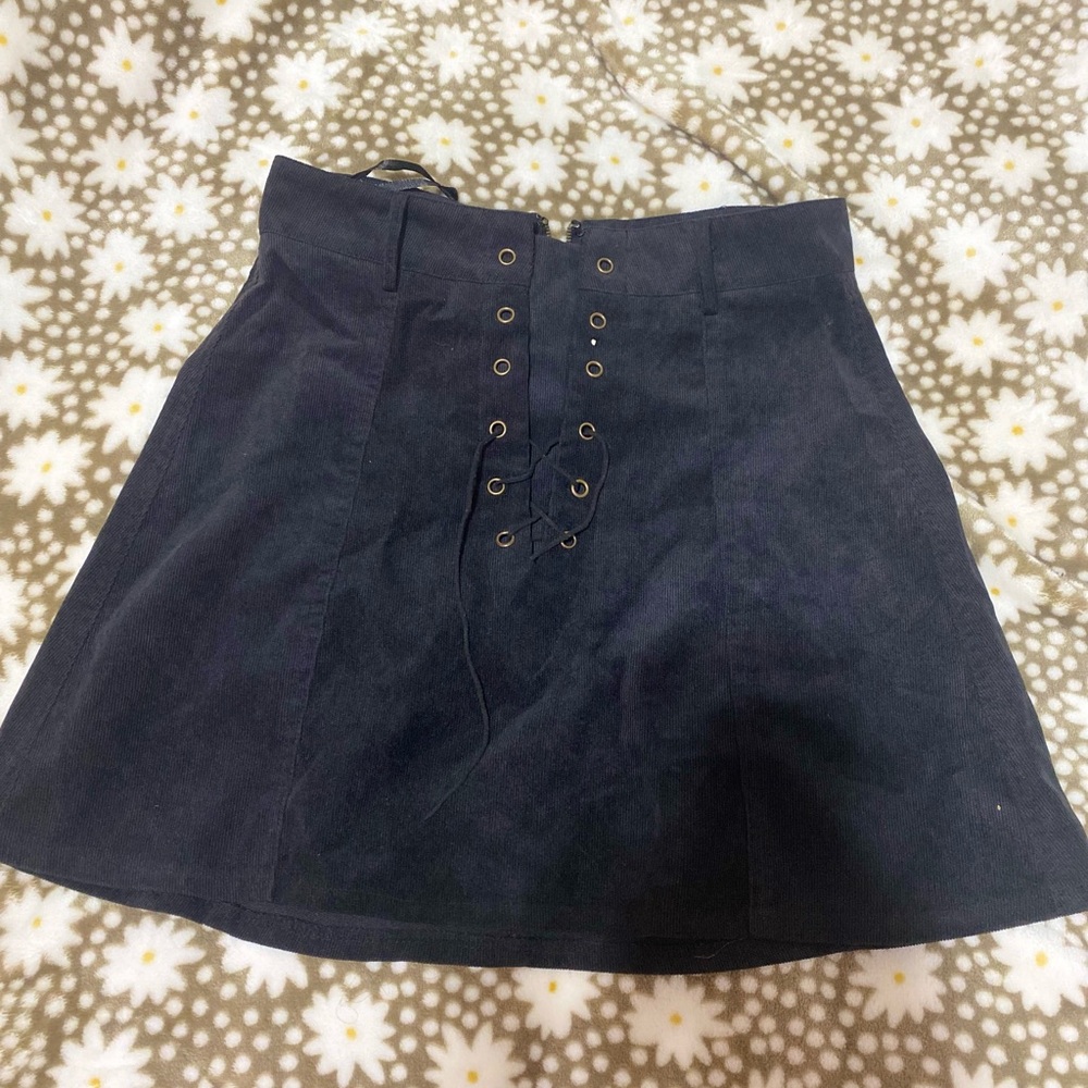 Elegant Black Lace-Up Midi Skirt